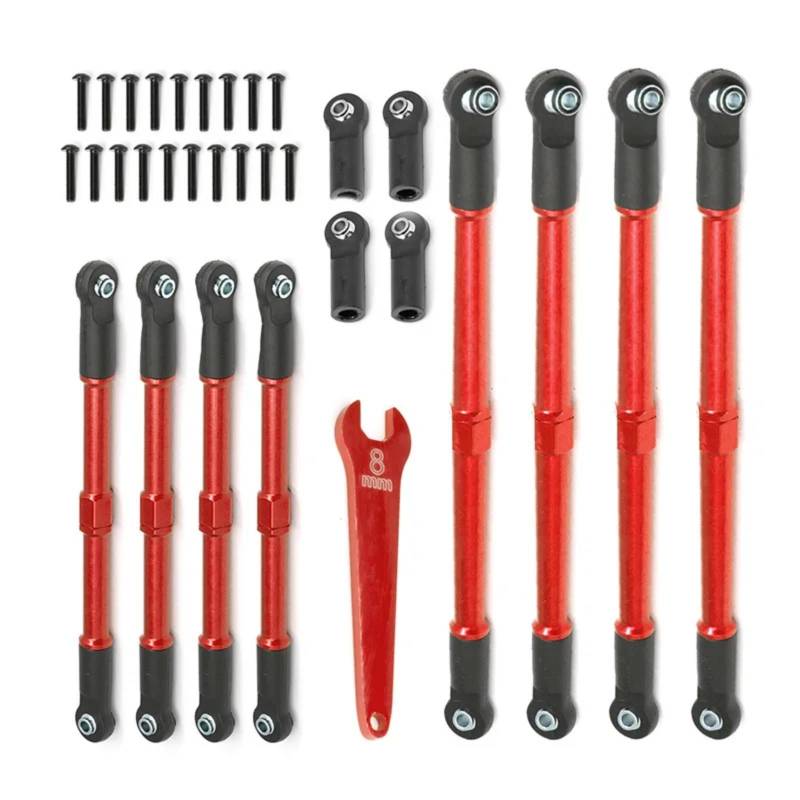 QAWRYV RC Upgrade Zubehör Für Traxxas Für Summit Für Revo 3.3 1/10 8pcs Metall Push Rod Toe Links Turnbuckle 5319X 5338R RC -Auto -Upgrade -Teilezubehör(Red) von QAWRYV