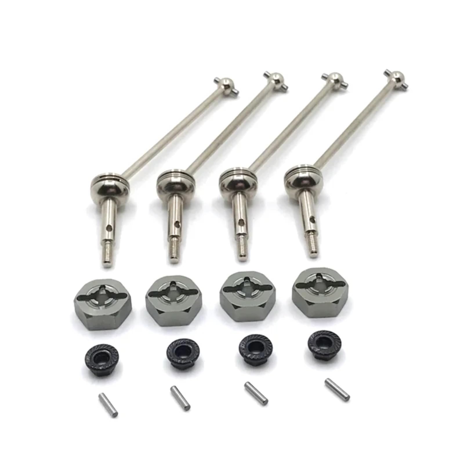 QAWRYV RC Upgrade Zubehör Für WLtoys 1/14 144010 144001 144002 1/12 124016 124018 124017 124019 Metall 12mm Adapter Vordere Und Hintere Antriebswellen RC Auto Upgrade Teile(Grey) von QAWRYV