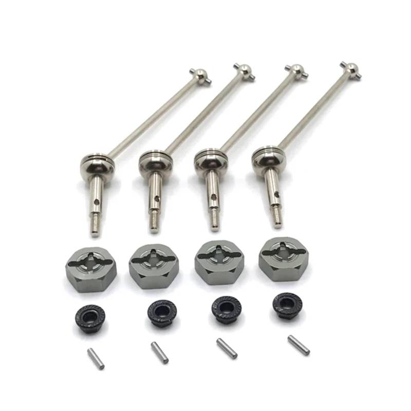 QAWRYV RC Upgrade Zubehör Für WLtoys 1/14 144010 144001 144002 1/12 124016 124018 124017 124019 Metall 12mm Adapter Vordere Und Hintere Antriebswellen RC Auto Upgrade Teile(Grey) von QAWRYV