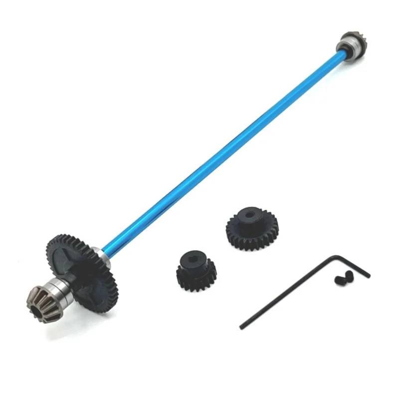 QAWRYV RC Upgrade Zubehör Für Wltoys 124007 124016 124017 124018 124019 1/12 RC Auto Center Antriebswelle Montage 44T Reduktion Getriebe 19T 27T Motor Getriebe Upgrade Teile(Blue) von QAWRYV