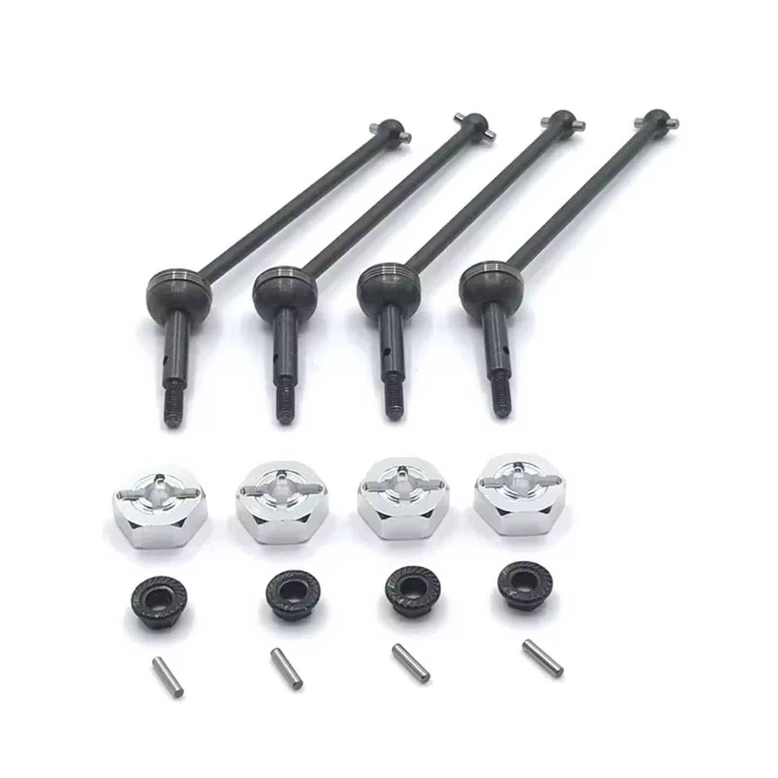 QAWRYV RC Upgrade Zubehör Für Wltoys 124016 124007 124019 124018 144001 144002 144010 Metall Antriebswelle Rad Hex Adapter Dekoration RC Auto Upgrade Teile Modifikation 4 Stück(Silver) von QAWRYV
