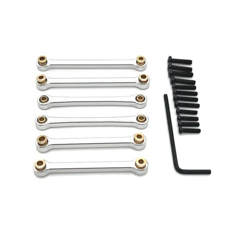 QAWRYV RC Upgrade Zubehör Für Wltoys 144016 144018 1/14 Metall Lenkung Link Stange Spurstange Linkage Set RC Auto Upgrade Teile Zubehör Ersatz DIY Teile(Silver) von QAWRYV