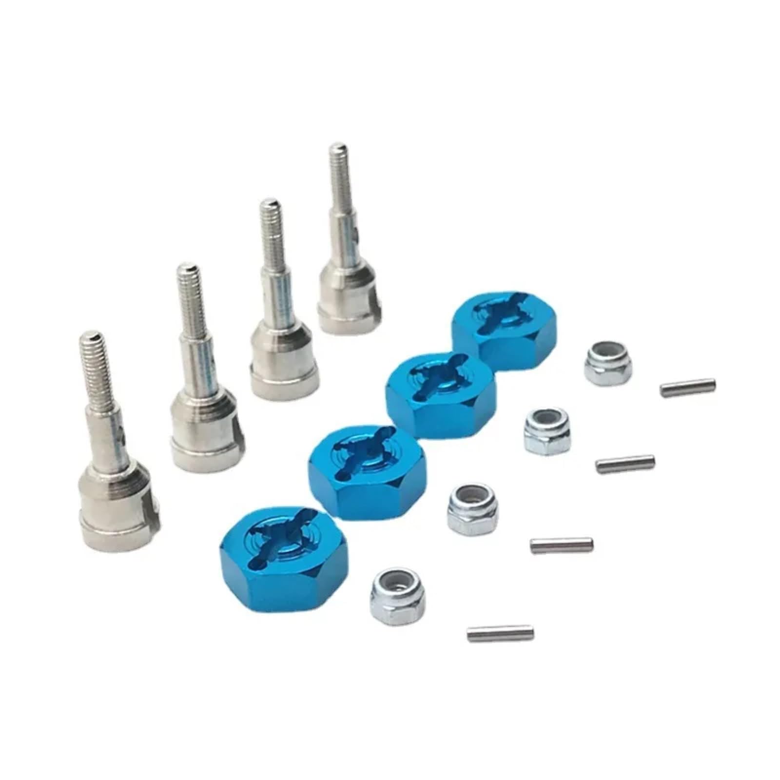 QAWRYV RC Upgrade Zubehör Für Wltoys A949 A959 A959-B A969 A979 K929 1/18 Metall Antriebswelle Rad Achse Tasse Und 12mm Rad Hex Adapter RC Auto Upgrade Teile(Blue) von QAWRYV