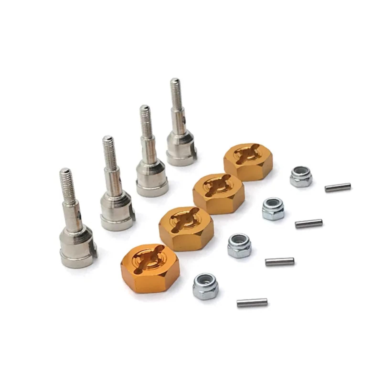 QAWRYV RC Upgrade Zubehör Für Wltoys A949 A959 A959-B A969 A979 K929 1/18 Metall Antriebswelle Rad Achse Tasse Und 12mm Rad Hex Adapter RC Auto Upgrade Teile(Yellow) von QAWRYV