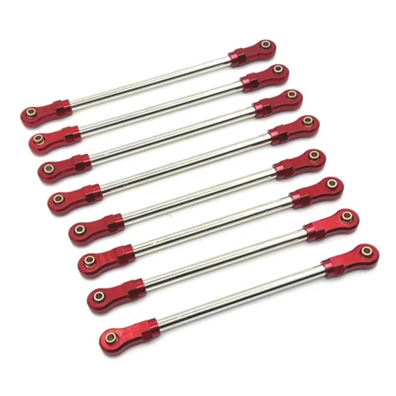 QAWRYV RC Upgrade Zubehör Für Yikong YK4106 1/10 8 Stücke Metall Zugstange Link Stange Gestänge RC Crawler Auto Upgrade Teile Modifizierte Zubehör Ersatz DIY Teile(Red) von QAWRYV