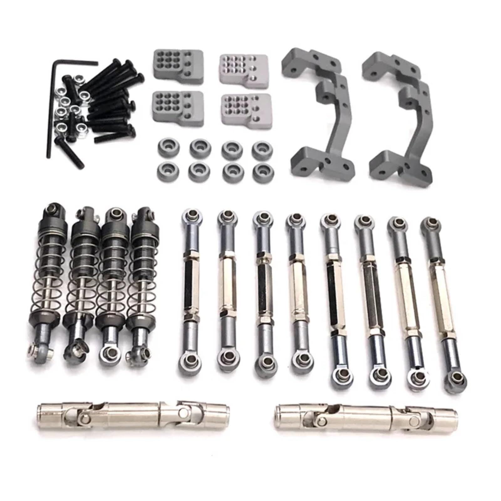 QAWSED RC Autozubehör Für Feiyu FY003-5A Für WPL C14 C24 1/16 Metall RC Upgrade Teile Spurstangen Antriebswellen Stoßdämpfer Modifizierte Teile(Gray) von QAWSED