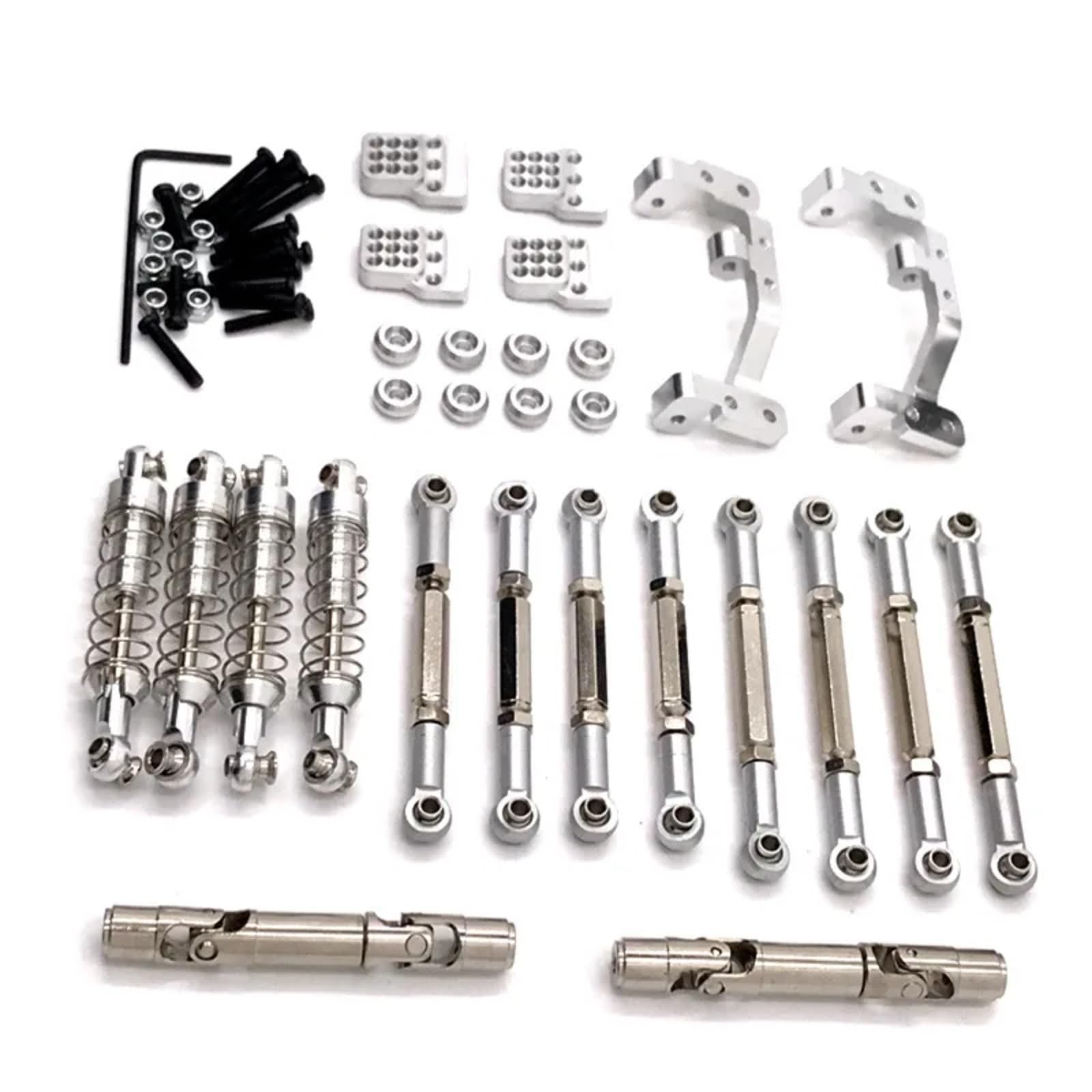 QAWSED RC Autozubehör Für Feiyu FY003-5A Für WPL C14 C24 1/16 Metall RC Upgrade Teile Spurstangen Antriebswellen Stoßdämpfer Modifizierte Teile(Silver) von QAWSED