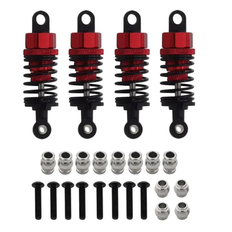 QAWSED RC Autozubehör Für Tamiya TT01 TT02 1/10 RC Tuningteile Accessoriess Metall Stoßdämpfer Öldämpfer Set Modifizierte Teile(Red) von QAWSED