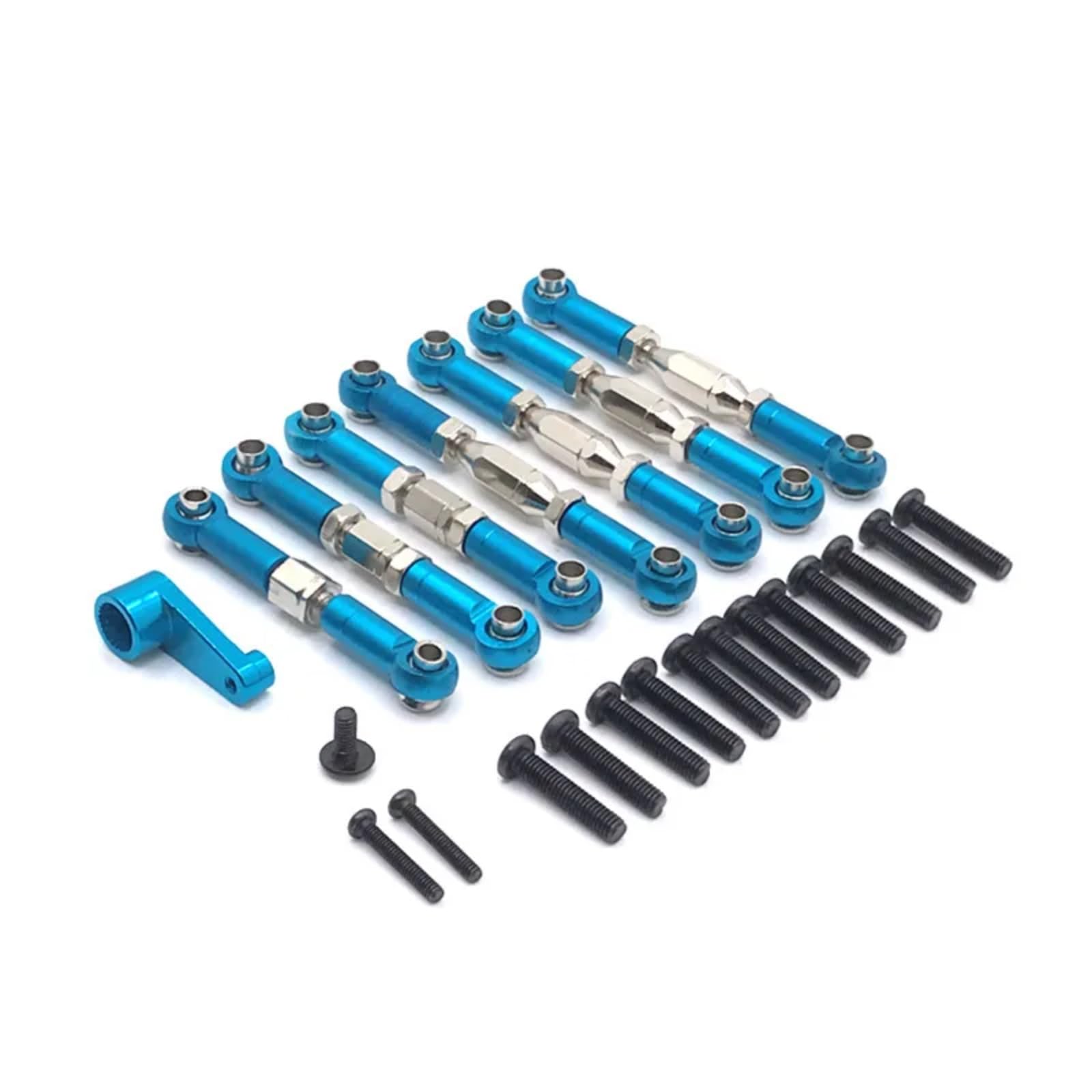 QAWSED RC Autozubehör Für Wltoys 1:14 144010 144001 144002 1:12 124016 124017 124018 124019 RC Metall Verknüpfung Servo Pull Spurstange Set Servo Arme Geändert Teile(Blue) von QAWSED