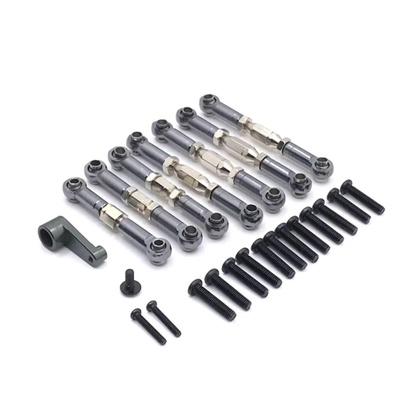 QAWSED RC Autozubehör Für Wltoys 1:14 144010 144001 144002 1:12 124016 124017 124018 124019 RC Metall Verknüpfung Servo Pull Spurstange Set Servo Arme Geändert Teile(Gray) von QAWSED