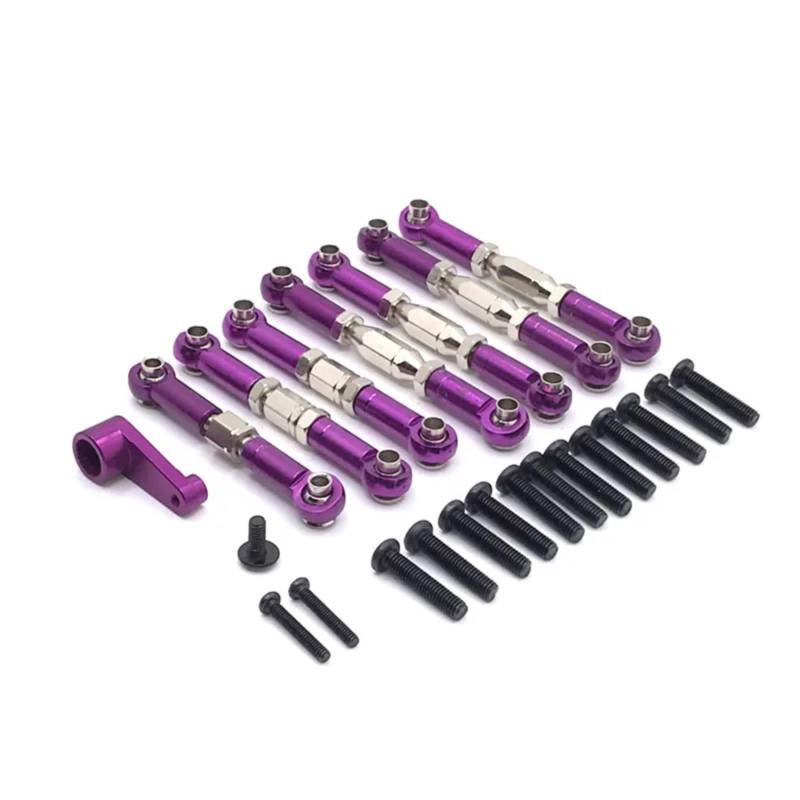 QAWSED RC Autozubehör Für Wltoys 1:14 144010 144001 144002 1:12 124016 124017 124018 124019 RC Metall Verknüpfung Servo Pull Spurstange Set Servo Arme Geändert Teile(Purple) von QAWSED