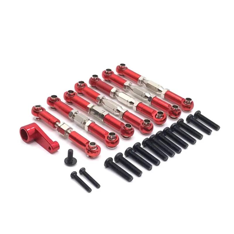 QAWSED RC Autozubehör Für Wltoys 1:14 144010 144001 144002 1:12 124016 124017 124018 124019 RC Metall Verknüpfung Servo Pull Spurstange Set Servo Arme Geändert Teile(Red) von QAWSED