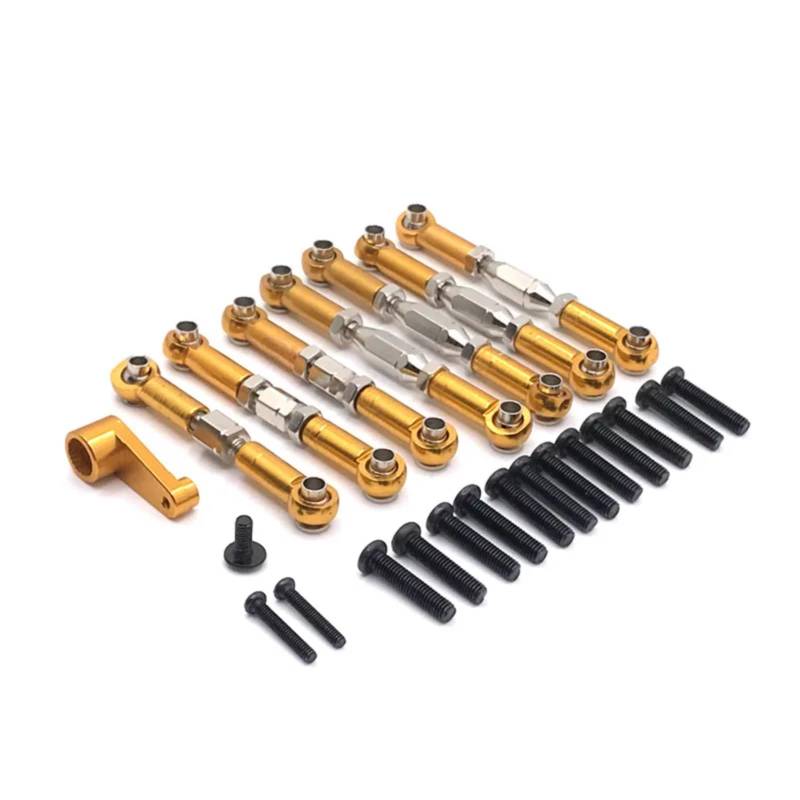 QAWSED RC Autozubehör Für Wltoys 1:14 144010 144001 144002 1:12 124016 124017 124018 124019 RC Metall Verknüpfung Servo Pull Spurstange Set Servo Arme Geändert Teile(Yellow) von QAWSED