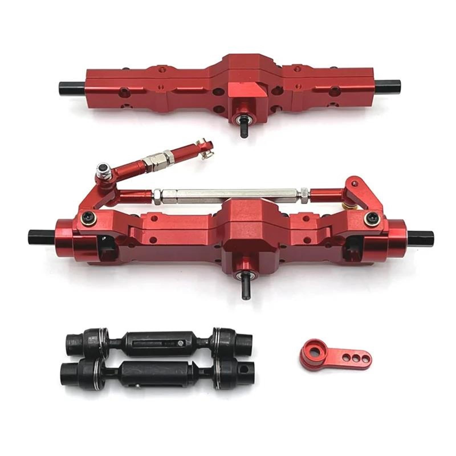 QAWSED RC Autozubehör Für Wpl C74 Metall Rc Vorder- Und Hinterachse Montage 1/16 1/10 Rc Auto Vorder Hinterachse Set Änderung Zubehör(Red) von QAWSED