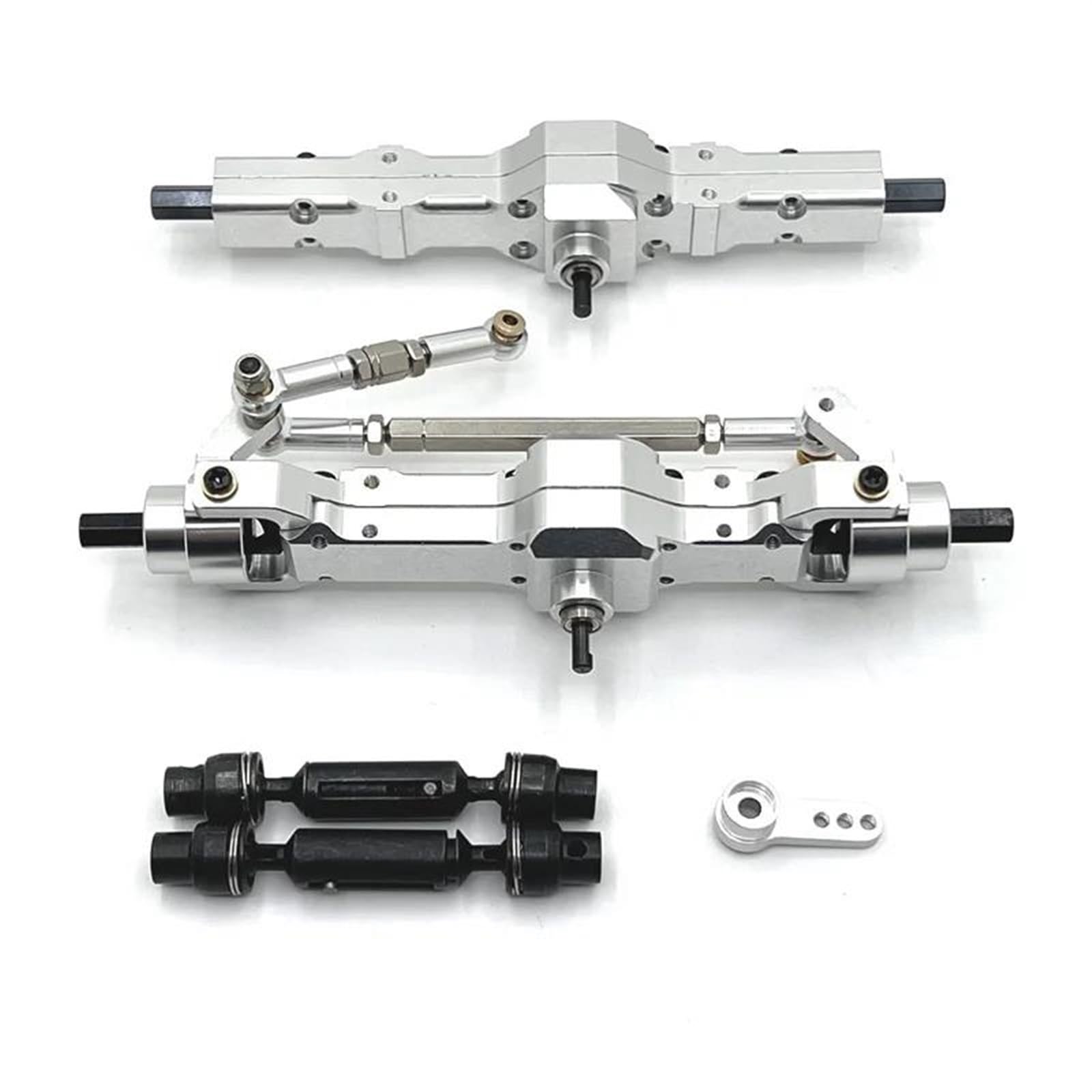 QAWSED RC Autozubehör Für Wpl C74 Metall Rc Vorder- Und Hinterachse Montage 1/16 1/10 Rc Auto Vorder Hinterachse Set Änderung Zubehör(Silver) von QAWSED