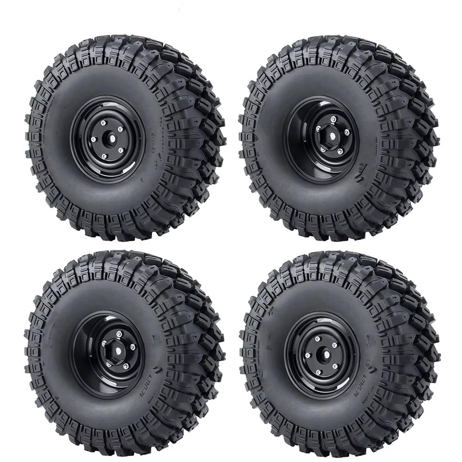 QAWSED RC Autozubehör Kompatibel Mit Axial Für Scx10 Für TRX4 1/10 RC -Auto -Upgrade Teile 4pcs Räder Reifen Kit Metall 1,9 Beadlock -Rad Rand Gummireifen(Wheel and Tire) von QAWSED