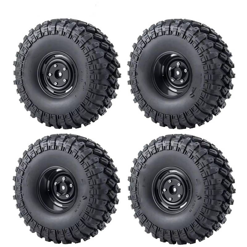 QAWSED RC Autozubehör Kompatibel Mit Axial Für Scx10 Für TRX4 1/10 RC -Auto -Upgrade Teile 4pcs Räder Reifen Kit Metall 1,9 Beadlock -Rad Rand Gummireifen(Wheel and Tire) von QAWSED