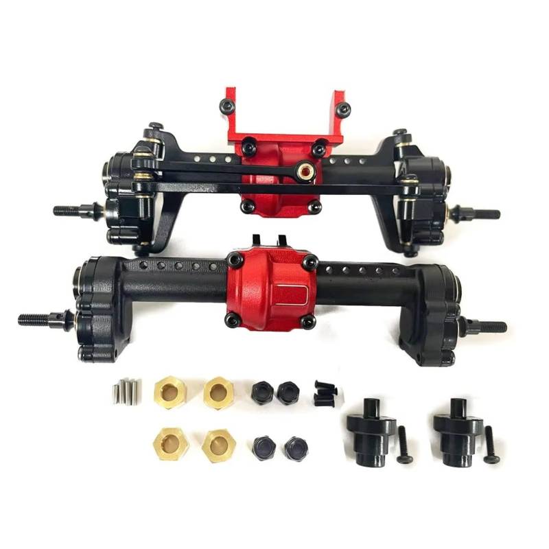 QAWSED RC Autozubehör Kompatibel Mit FMS Für FCX24 1/24 RC Crawler Car Upgrade-Teile RC-Ersatzzubehör Vorder- Und Hinterportalachsenbaugruppe(Black) von QAWSED