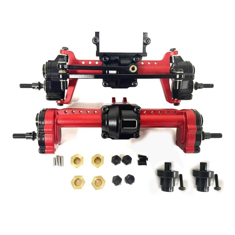 QAWSED RC Autozubehör Kompatibel Mit FMS Für FCX24 1/24 RC Crawler Car Upgrade-Teile RC-Ersatzzubehör Vorder- Und Hinterportalachsenbaugruppe(Red) von QAWSED