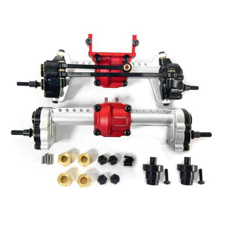 QAWSED RC Autozubehör Kompatibel Mit FMS Für FCX24 1/24 RC Crawler Car Upgrade-Teile RC-Ersatzzubehör Vorder- Und Hinterportalachsenbaugruppe(Silver) von QAWSED