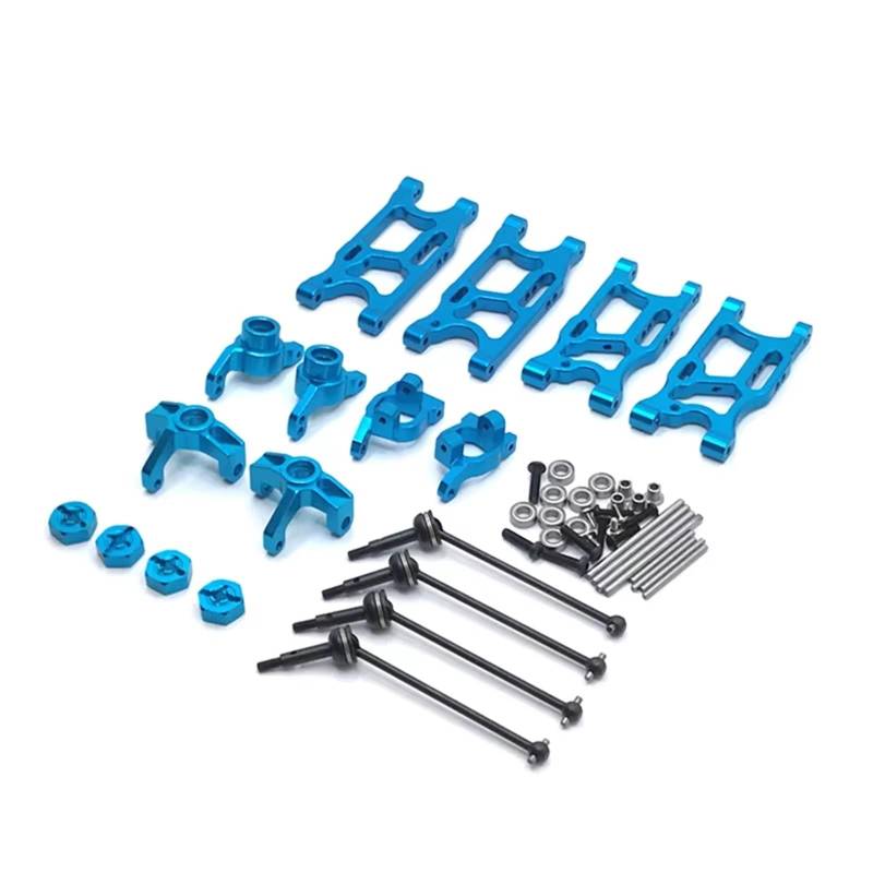 QAWSED RC Autozubehör Kompatibel Mit LC Wltoys 144010 144001 02 124017-16-18-19 1/14 RC Auto Ersatzteile Querlenker Hinterradnaben Lenkblock(Blue) von QAWSED