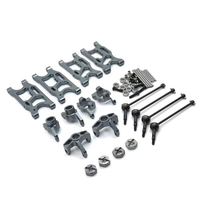 QAWSED RC Autozubehör Kompatibel Mit LC Wltoys 144010 144001 02 124017-16-18-19 1/14 RC Auto Ersatzteile Querlenker Hinterradnaben Lenkblock(Gray) von QAWSED