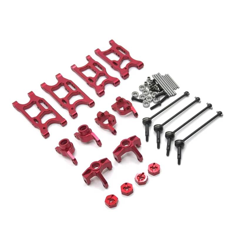 QAWSED RC Autozubehör Kompatibel Mit LC Wltoys 144010 144001 02 124017-16-18-19 1/14 RC Auto Ersatzteile Querlenker Hinterradnaben Lenkblock(Red) von QAWSED