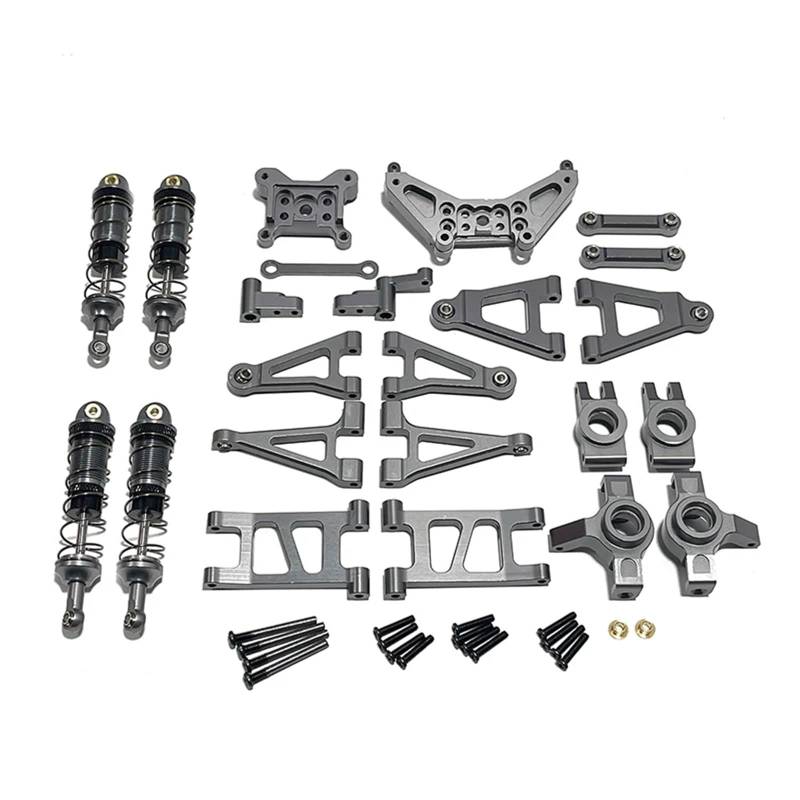 QAWSED RC Autozubehör Kompatibel Mit MJX Für Hyper GO 14301 14302 14303 1/14 RC-Auto-Upgrade-Teile Zubehör Metall-Stoßdämpfer Für Die Schwenkarm-Lenktasse(Gray) von QAWSED
