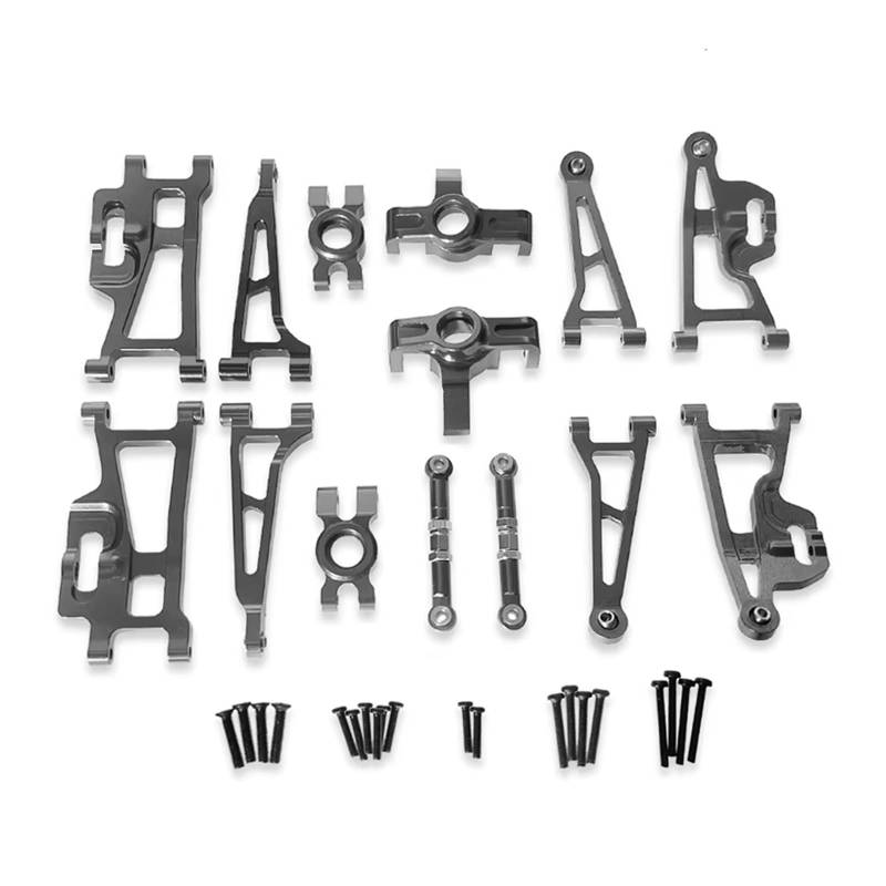 QAWSED RC Autozubehör Kompatibel Mit MJX Für Hyper Go 14209 14210 H14BM 1/14 RC-Autoteile, Vordere Querlenker, Lenkblock, Lenkgestänge, Hintere Naben(Gray) von QAWSED