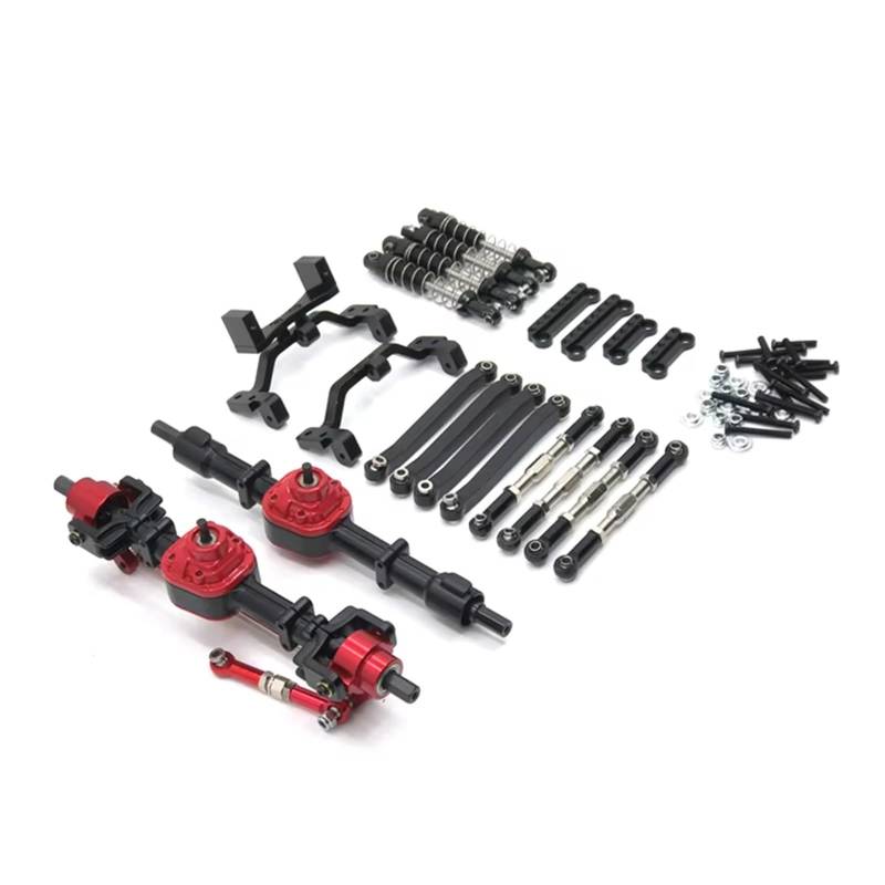 QAWSED RC Autozubehör Kompatibel Mit MN D90 D91 D96 Für MN98 99S 1/12 RC-Auto-Upgrade-Teile, Metall-Vorder- Und Hinterachsenbaugruppe, Spurstangen-Stoßdämpfer-Kit(Black) von QAWSED