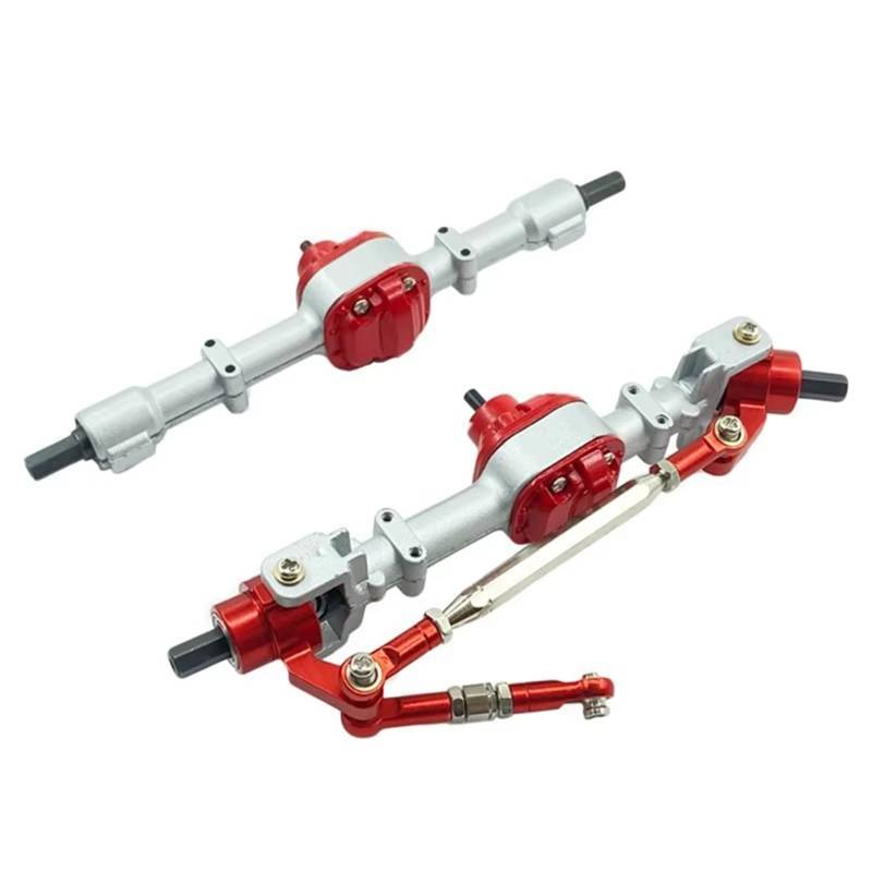 QAWSED RC Autozubehör Kompatibel Mit MN Für MN82 Für LC79 RC Truck Car Upgrade Teile Zubehör 2 Stück Metallachse Metallgetriebe Vorder- Und Hinterachse(Red) von QAWSED