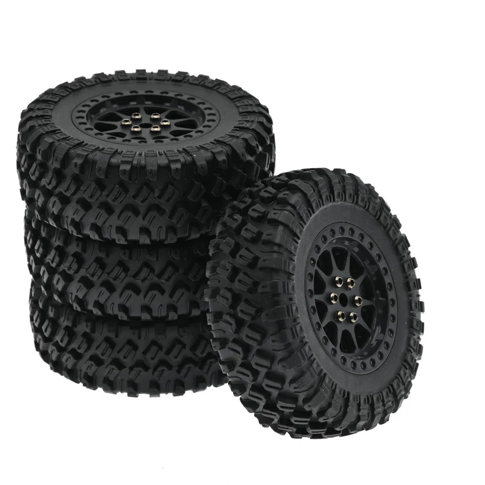 QAWSED RC Autozubehör Kompatibel Mit MN MN90 99 99S 1/12 Fernbedienung Für Kletterautoteile, 4-teilige Reifen, Verbesserte Teile, Baumwollreifen Mit Klemminnenseite(Black) von QAWSED