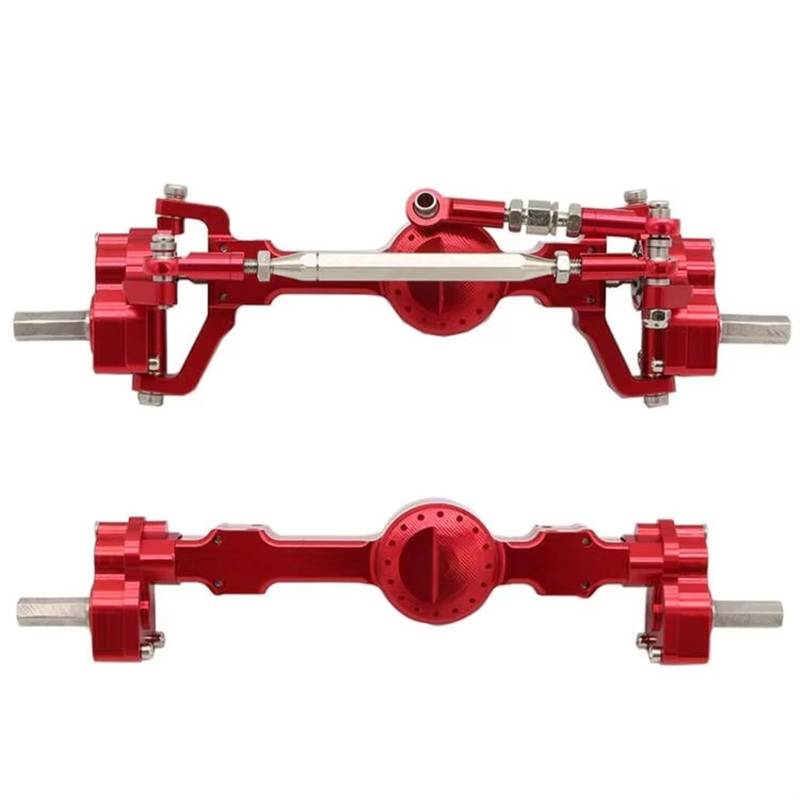 QAWSED RC Autozubehör Kompatibel Mit MN99S Für MN D90 D91 D96 Für MN98 MN45 1/12 RC-Auto-Upgrade-Teile CNC-Metall-Portalachsensatz Vorne Und Hinten(Red,1Set) von QAWSED