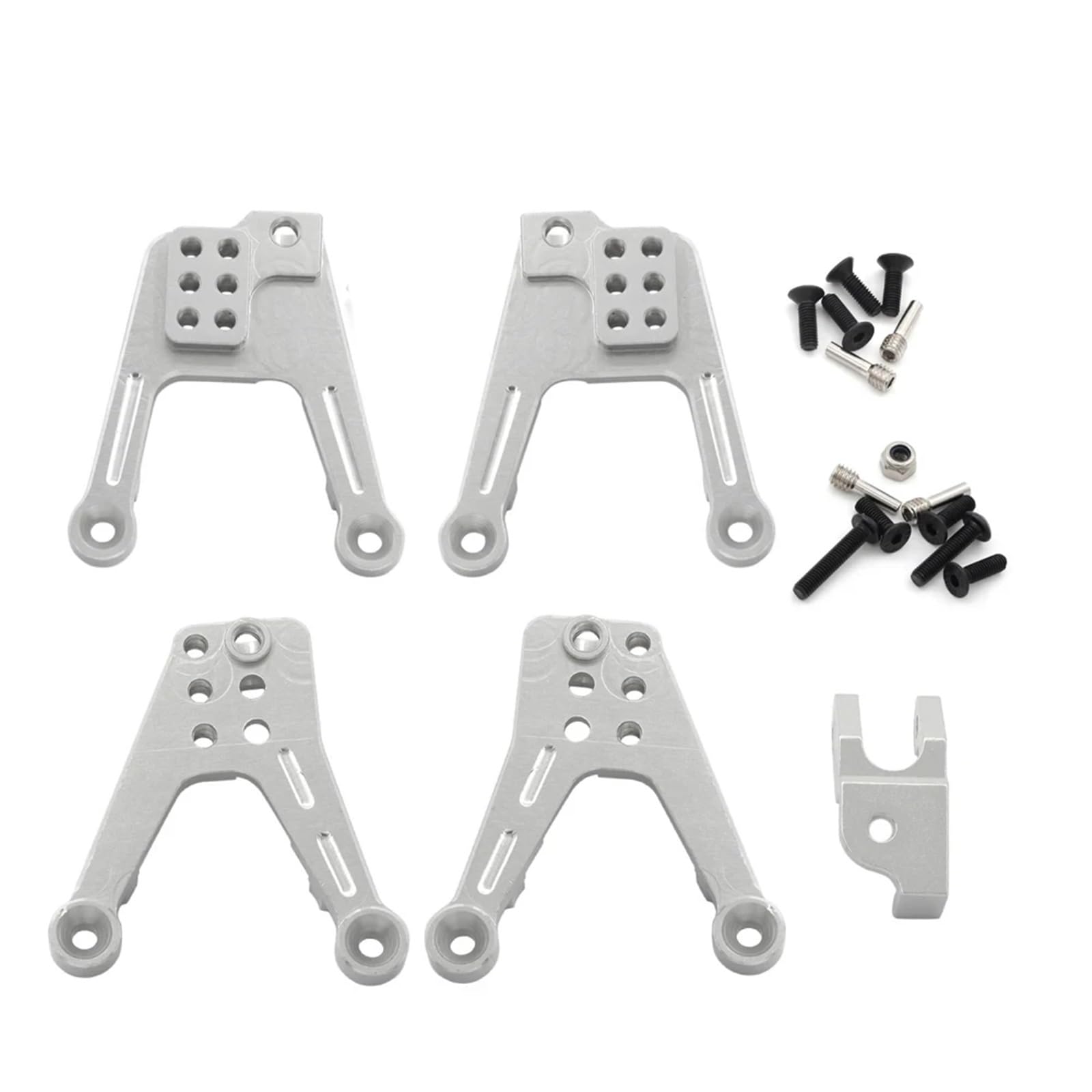 QAWSED RC Autozubehör Kompatibel Mit SCX10 II 90046 90047 1/10 RC Crawler Auto Upgrade Teile Zubehör Aluminium Legierung CNC Stoßdämpfer Turm(Silver) von QAWSED