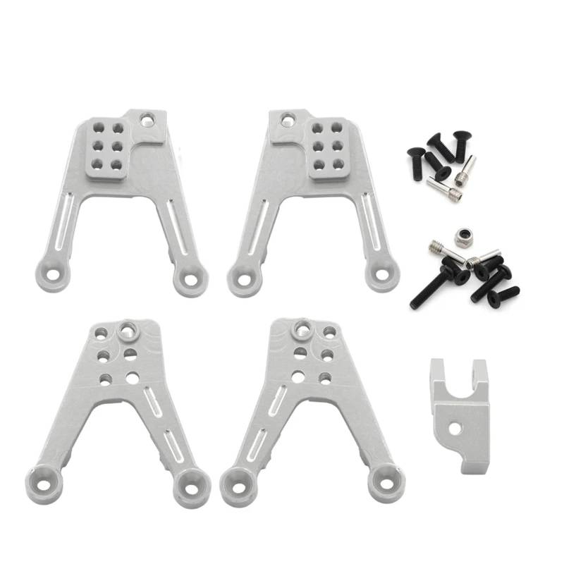 QAWSED RC Autozubehör Kompatibel Mit SCX10 II 90046 90047 1/10 RC Crawler Auto Upgrade Teile Zubehör Aluminium Legierung CNC Stoßdämpfer Turm(Silver) von QAWSED