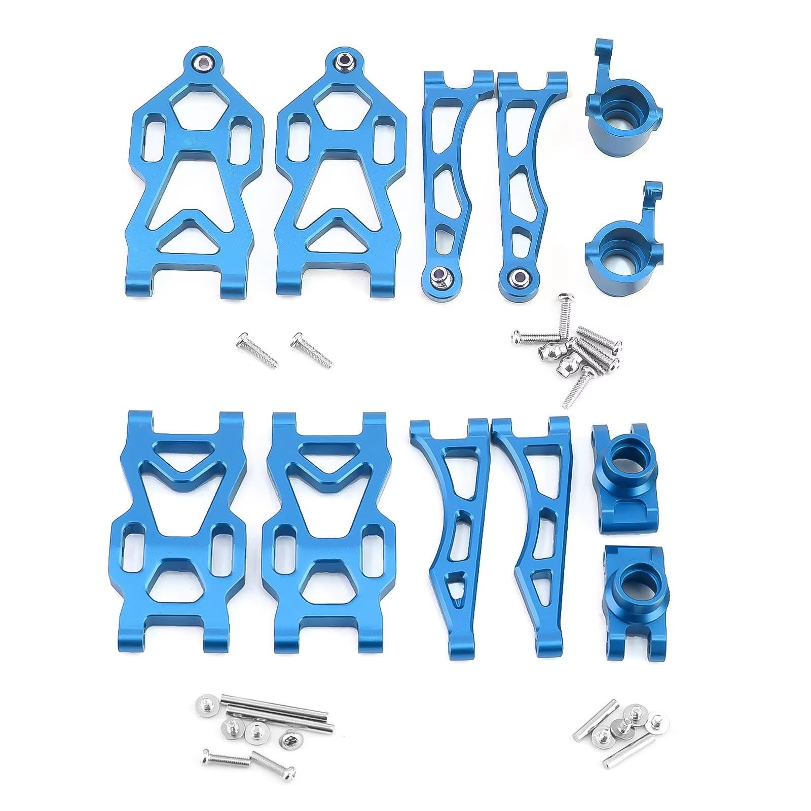 QAWSED RC Autozubehör Kompatibel Mit SCY 16101 16102 16103 16106 16201 Für JJRC Q130A Q130B 1/16 RC Auto Upgrade Teile Metall Vorder- Und Hinterarm Lenkschale(Blue,Front and Rear) von QAWSED