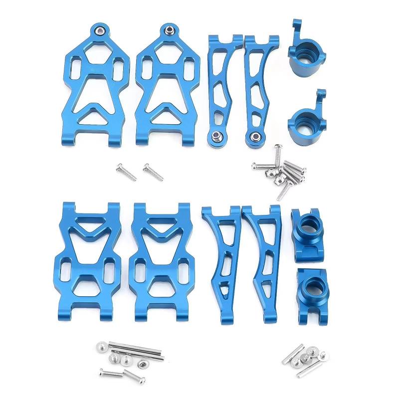 QAWSED RC Autozubehör Kompatibel Mit SCY 16101 16102 16103 16106 16201 Für JJRC Q130A Q130B 1/16 RC Auto Upgrade Teile Metall Vorder- Und Hinterarm Lenkschale(Blue,Front and Rear) von QAWSED