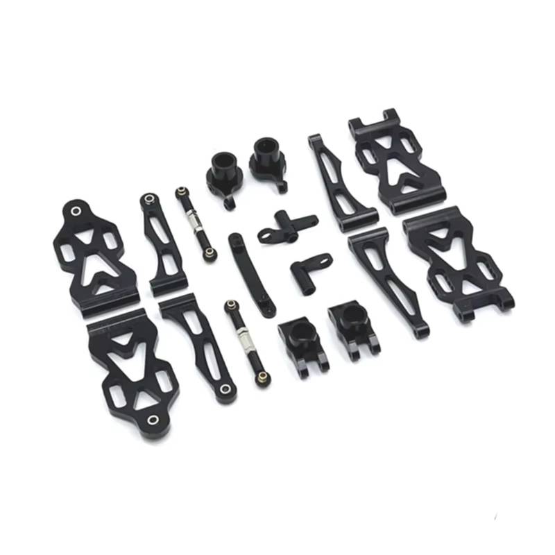 QAWSED RC Autozubehör Kompatibel Mit SCY 16101 16102 16103 16106 16201 Für JJRC Q130A Q130B Q141 Q117 1/16 RC Autoteile Metall Vorder- Und Hinterarm-Lenkschale(Black) von QAWSED