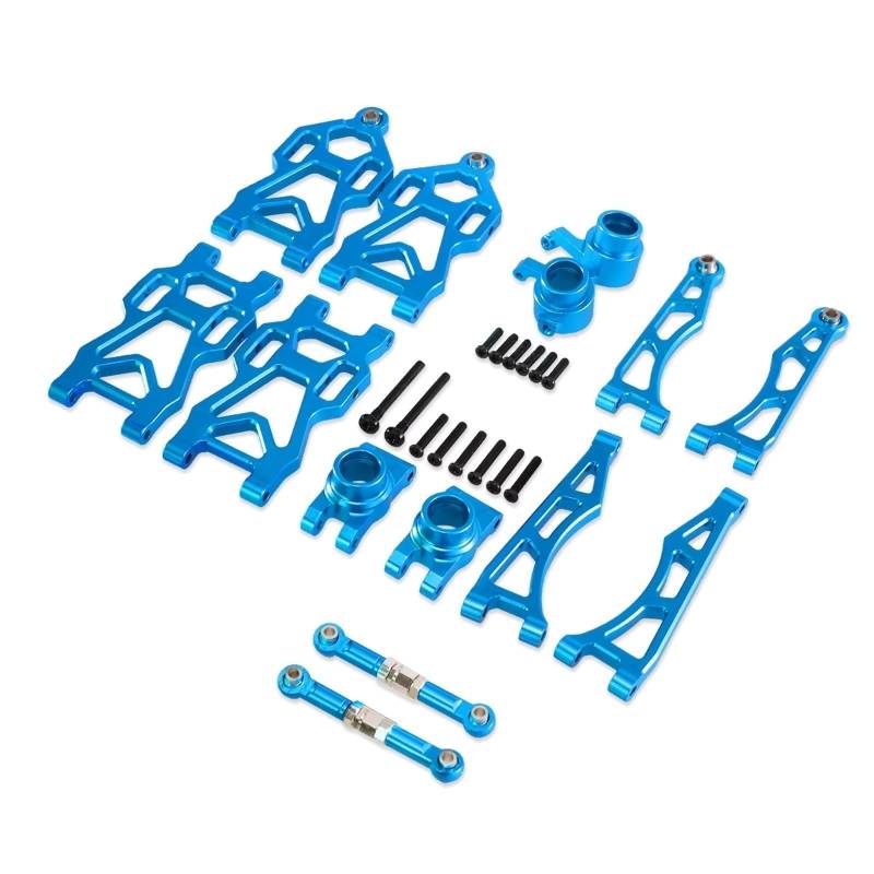 QAWSED RC Autozubehör Kompatibel Mit SCY 16101 16102 Pro 16103 RC-Auto-Upgrade-Teile Zubehör Aluminiumlegierung Querlenkerrad Für Sitz-Lenkbechersatz(Blue,A) von QAWSED