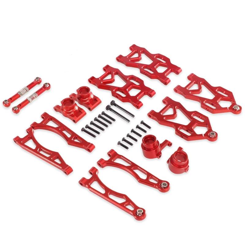 QAWSED RC Autozubehör Kompatibel Mit SCY 16101 16102 Pro 16103 RC-Auto-Upgrade-Teile Zubehör Aluminiumlegierung Querlenkerrad Für Sitz-Lenkbechersatz(Red,A) von QAWSED