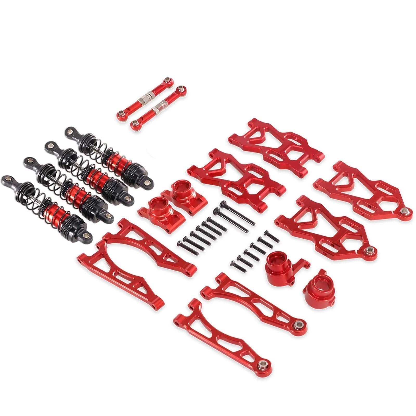 QAWSED RC Autozubehör Kompatibel Mit SCY 16101 16102 Pro 16103 RC-Auto-Upgrade-Teile Zubehör Aluminiumlegierung Querlenkerrad Für Sitz-Lenkbechersatz(Red,B) von QAWSED