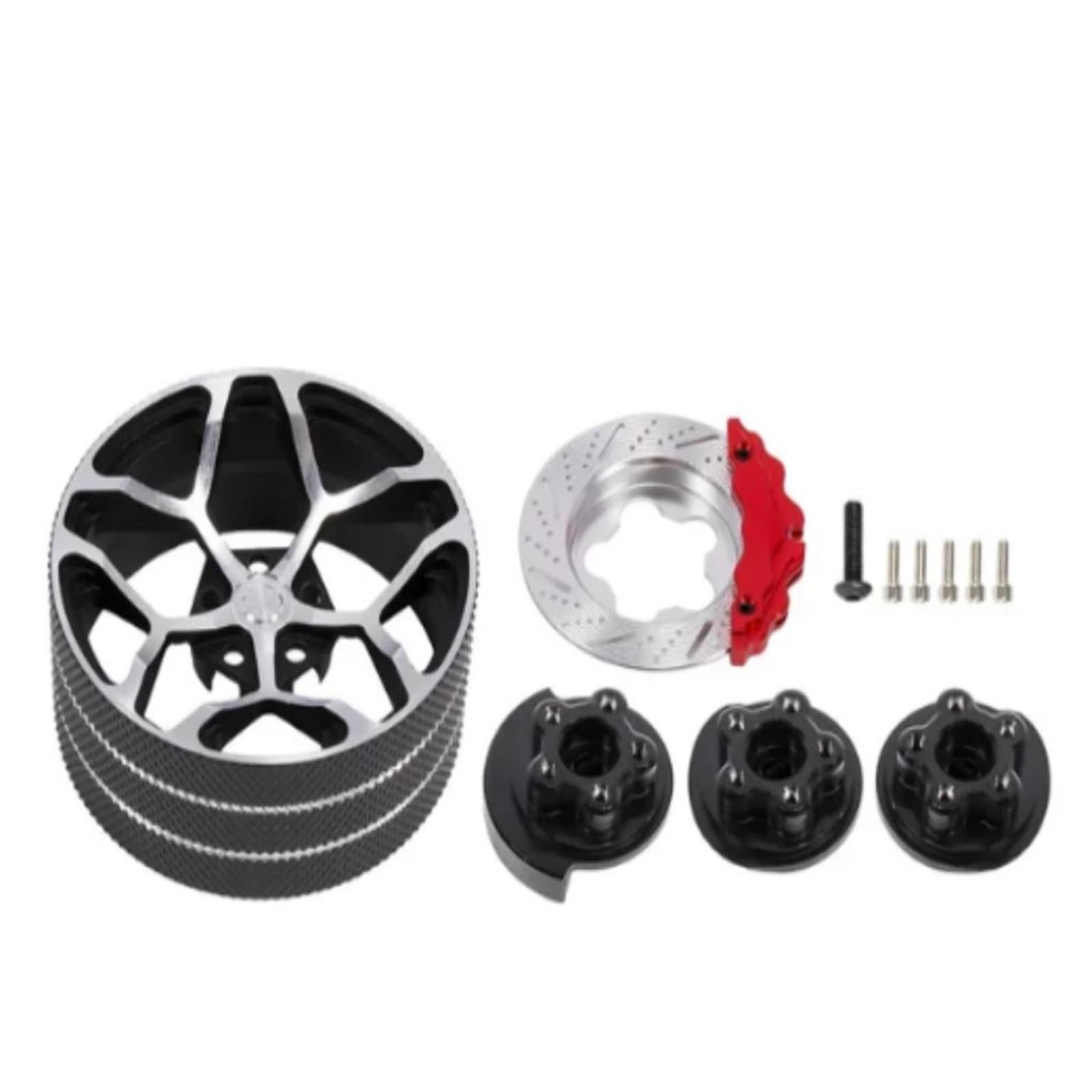 QAWSED RC Autozubehör Kompatibel Mit Sanwa Mt4/mt5/m12/m17 Für Futaba 4px/7px/10px Für Flysky Nb4 Ko Ex Rc Metallhandrad Mit Bremsscheiben-Lenkrad(Black Handwheel) von QAWSED