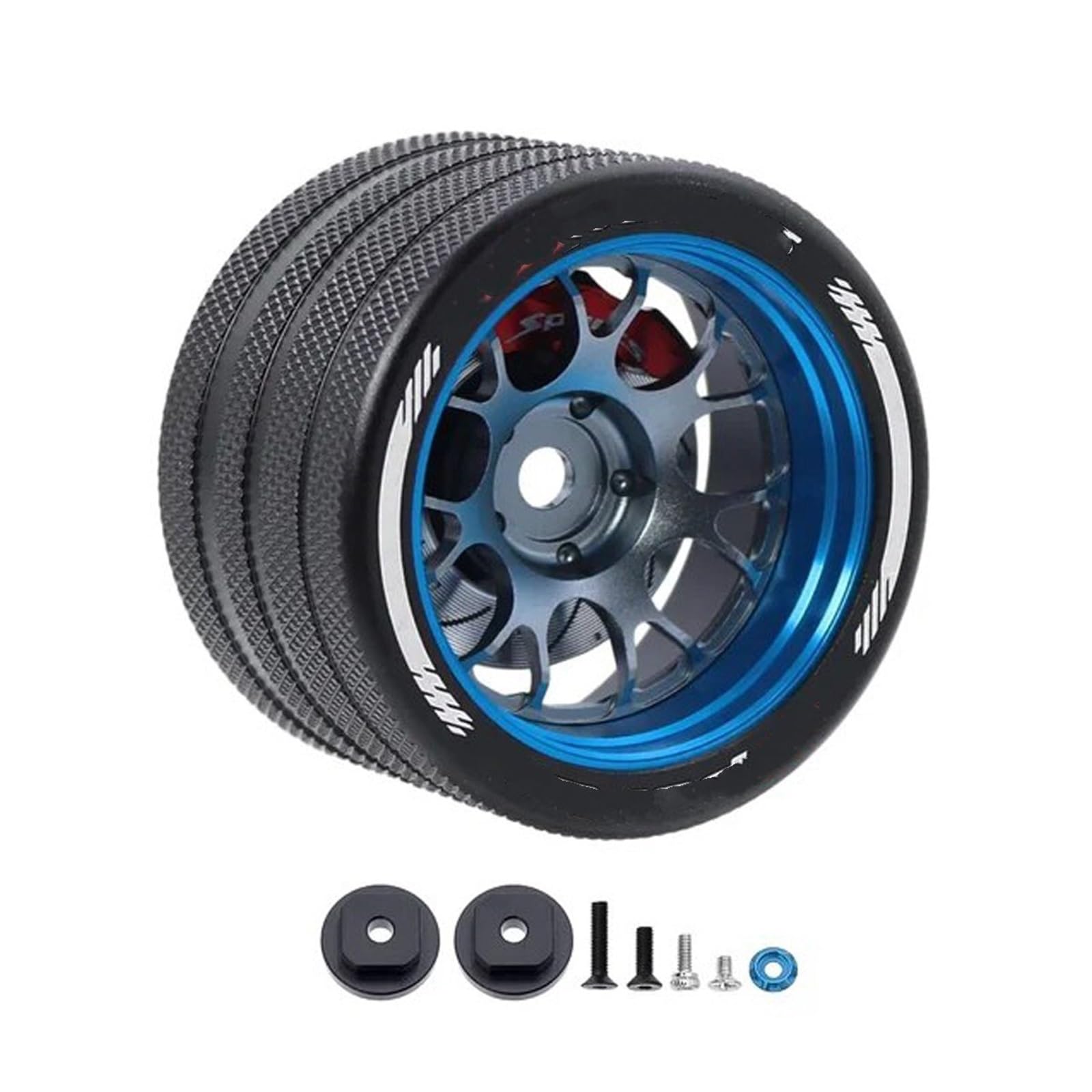 QAWSED RC Autozubehör Kompatibel Mit Sanwa Mt4/mt5/m12/m17 Für Futaba 4px/7px/10px Für Flysky Nb4 Ko Ex Rc Metallhandrad Mit Bremsscheiben-Lenkrad(Handwheel Blue A) von QAWSED