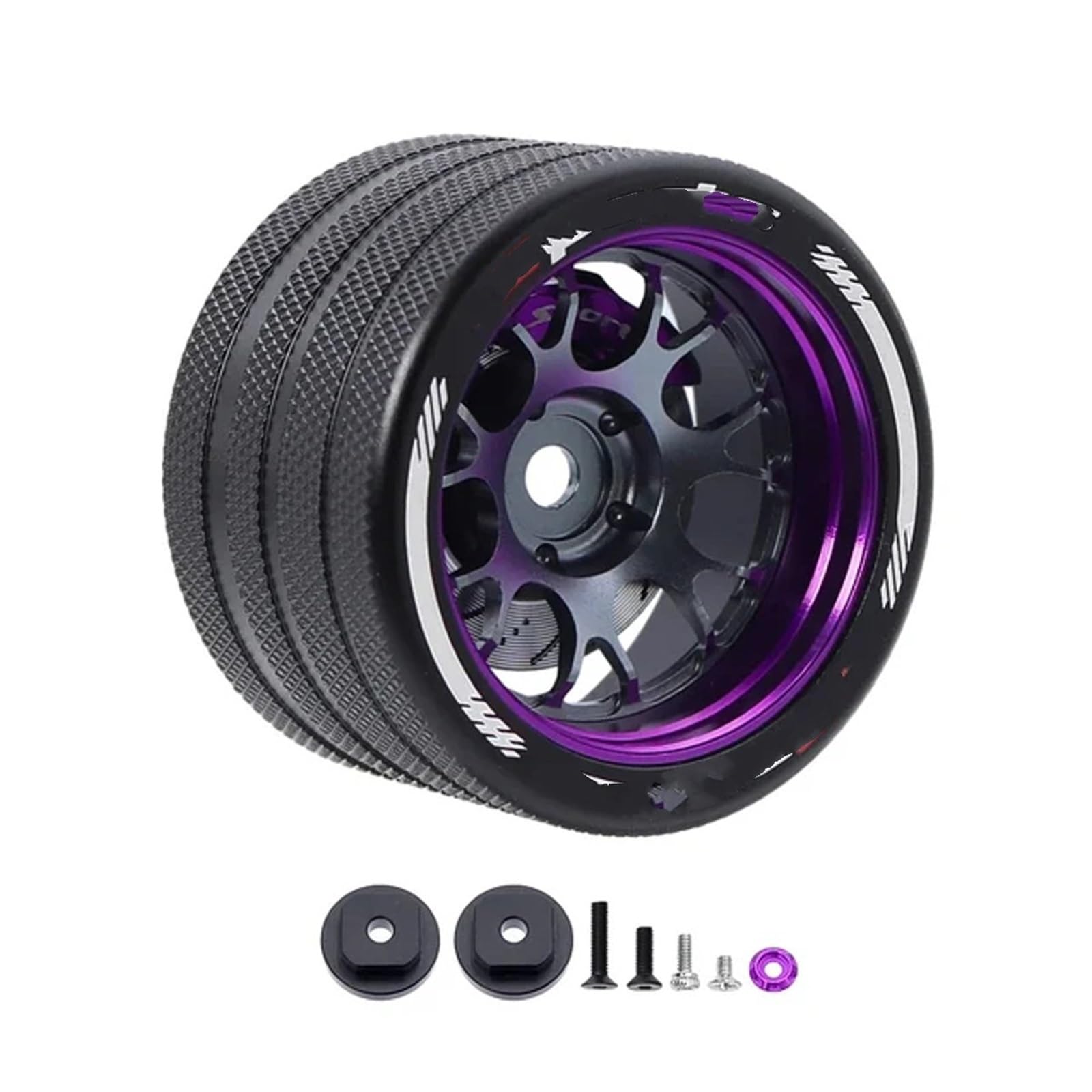 QAWSED RC Autozubehör Kompatibel Mit Sanwa Mt4/mt5/m12/m17 Für Futaba 4px/7px/10px Für Flysky Nb4 Ko Ex Rc Metallhandrad Mit Bremsscheiben-Lenkrad(Handwheel Purple A) von QAWSED
