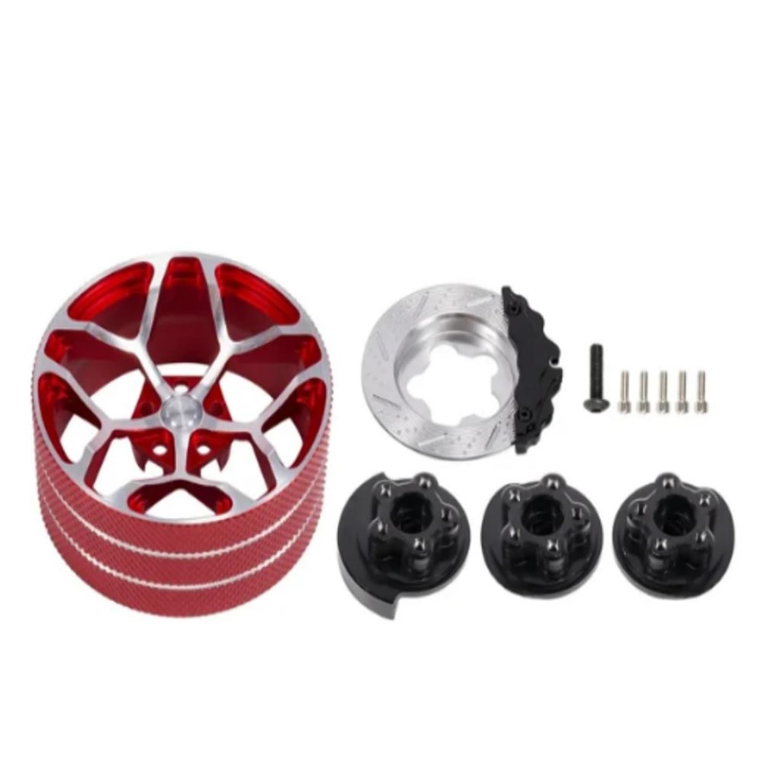QAWSED RC Autozubehör Kompatibel Mit Sanwa Mt4/mt5/m12/m17 Für Futaba 4px/7px/10px Für Flysky Nb4 Ko Ex Rc Metallhandrad Mit Bremsscheiben-Lenkrad(Red Handwheel) von QAWSED