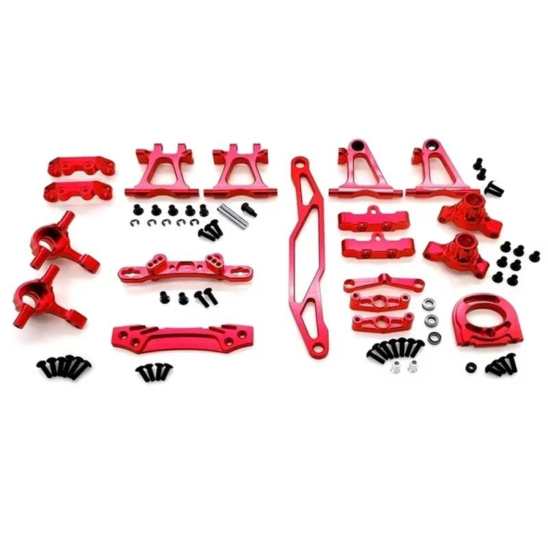 QAWSED RC Autozubehör Kompatibel Mit Tamiya Für TT-02 Für TT02 1/10 RC Auto Upgrade Teile Metall Modifikation Zubehör Kit Suspension Arme Lenkung(Red) von QAWSED