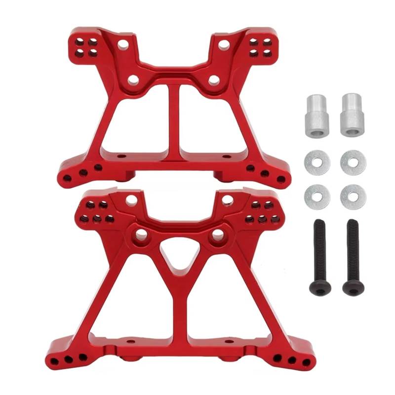 QAWSED RC Autozubehör Kompatibel Mit Traxxas Für Slash 4x4 4WD 1/10 RC Auto Upgrade Teile Zubehör Metall Aluminium Vorne Hinten Stoßdämpfer Set 6838 6839(Red) von QAWSED