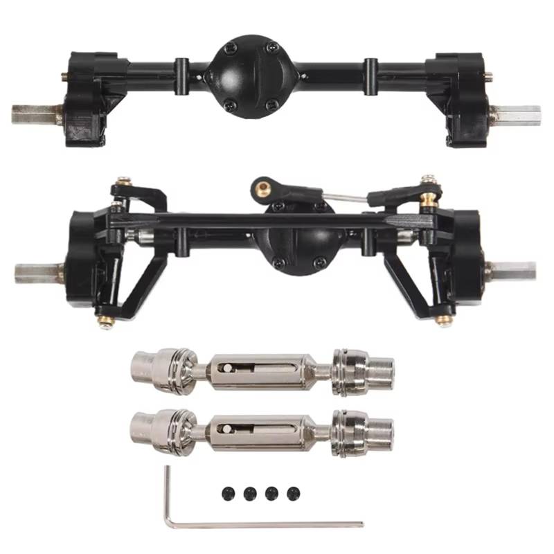QAWSED RC Autozubehör Kompatibel Mit WPL C14 C24 C24-1 C34 C44 B14 B24 1/16 RC Car Upgrades Teile Vordere Und Hintere Portalachse Mit Metallantriebswelle(B) von QAWSED