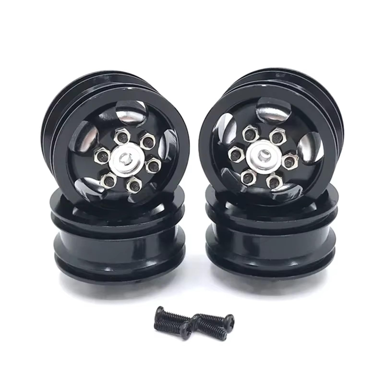 QAWSED RC Autozubehör Kompatibel Mit WPL C14 C24 C34 C44 B14 B24 B16 B36 RC-Autoteilen 4WD-Reifen Und -Felgen Gummireifen Mit Radnabe Aus Aluminiumlegierung(Black) von QAWSED