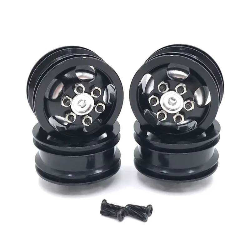 QAWSED RC Autozubehör Kompatibel Mit WPL C14 C24 C34 C44 B14 B24 B16 B36 RC-Autoteilen 4WD-Reifen Und -Felgen Gummireifen Mit Radnabe Aus Aluminiumlegierung(Black) von QAWSED